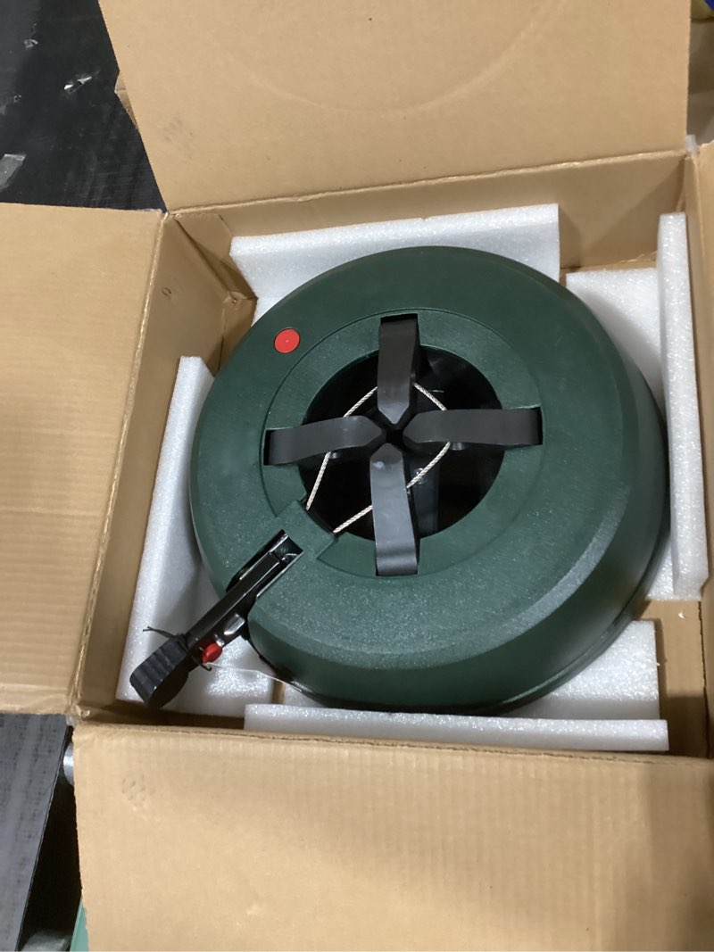 Condition photo showing Good Condition for KRINNER Christmas Tree Genie XXL - Green Tree Stand - Original Single Cable Operation, Holds up to 12 ft Live Trees - Foot Pedal Setup & Water Reservoir with Level Indicator - German Made