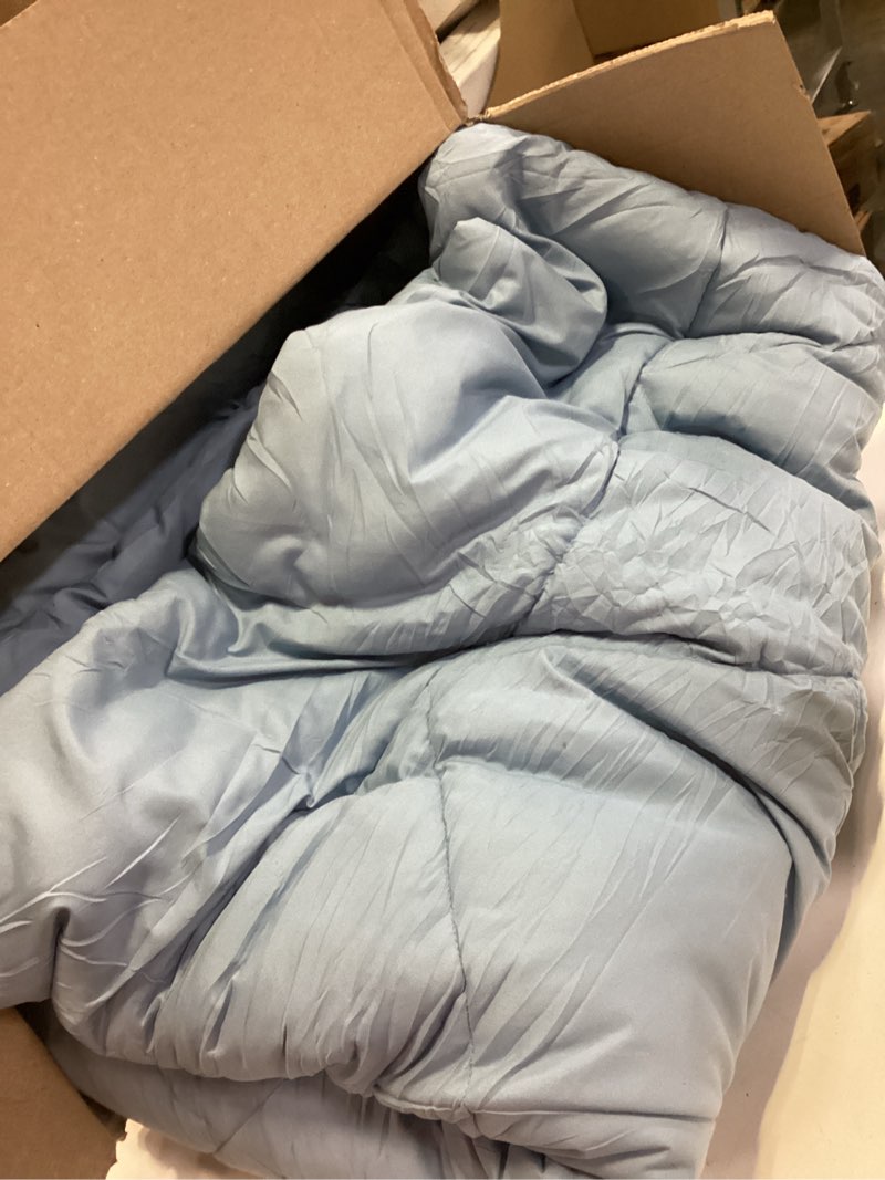 Condition photo showing Good Condition for CozyLux King Size Comforter Set Dusty Blue - 7 Pieces Bed in a Bag King, Luxury Soft Bed Set for All Seasons, Bedding Set with Down Alternative Comforter, Sheets, Pillowcases & Shams, Grayish Blue Dusty Blue King