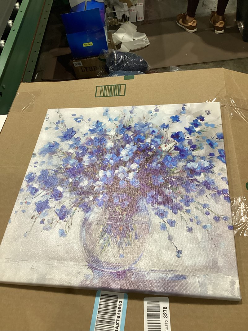 Condition photo showing Good Condition for doartdo farmhouse flowers wall art blue floral painting prints abstract bouquet canvas pictures flowers in vase artwork bathroom bedroom home decor framed (blue, (16.00"x16.00")) blue 16.00"x16.00"