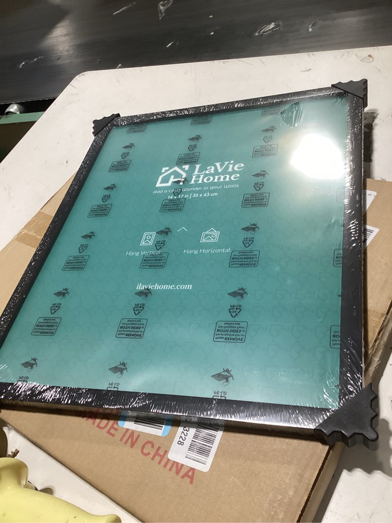 Condition photo showing Good Condition for lavie home 14x17 picture frame for wall display, 14x17 black picture frame with hd plexiglas, 14 x 17 poster frame 1 pack, display frame for vertical or horizontal, classic collection black 14x17 1