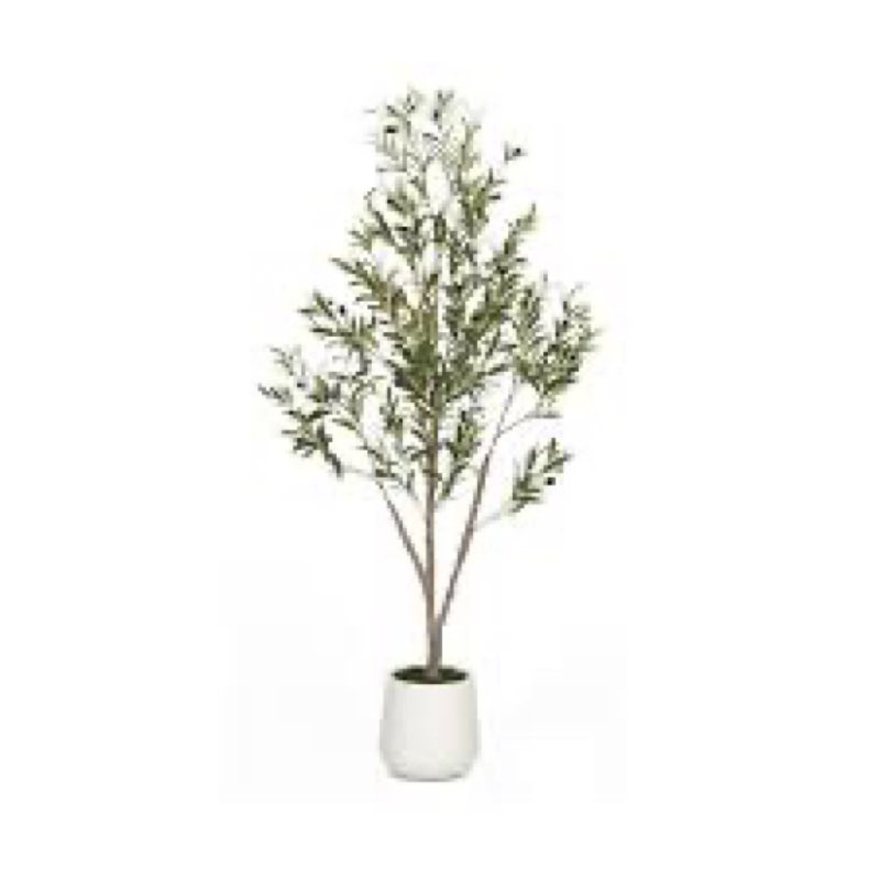 5ft (150 cm) artificial olive tree with white pot, moss & usb led – 711 leaves, 40 olives, realistic