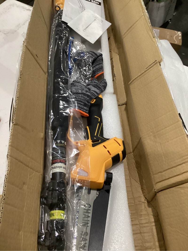 Condition photo showing Good Condition for 2-in-1 cordless 8 inch pole saw & mini chainsaw, compatible with dewalt 20v max batteries (not included), electric pole saws for tree trimming with extension pole up to 15.5 ft reach (no battery)