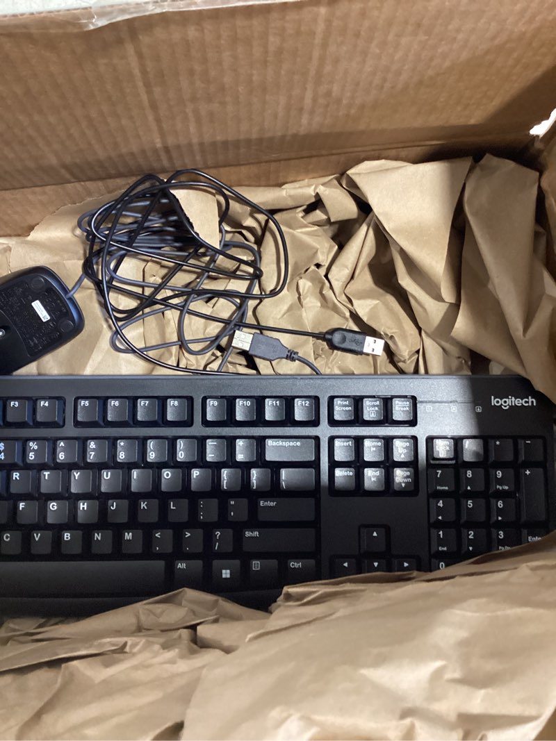 Condition photo showing As Is for Logitech MK120 Wired Keyboard and Mouse Combo for Windows, Optical Wired Mouse, Full-Size, USB, Compatible with PC, Laptop - Black