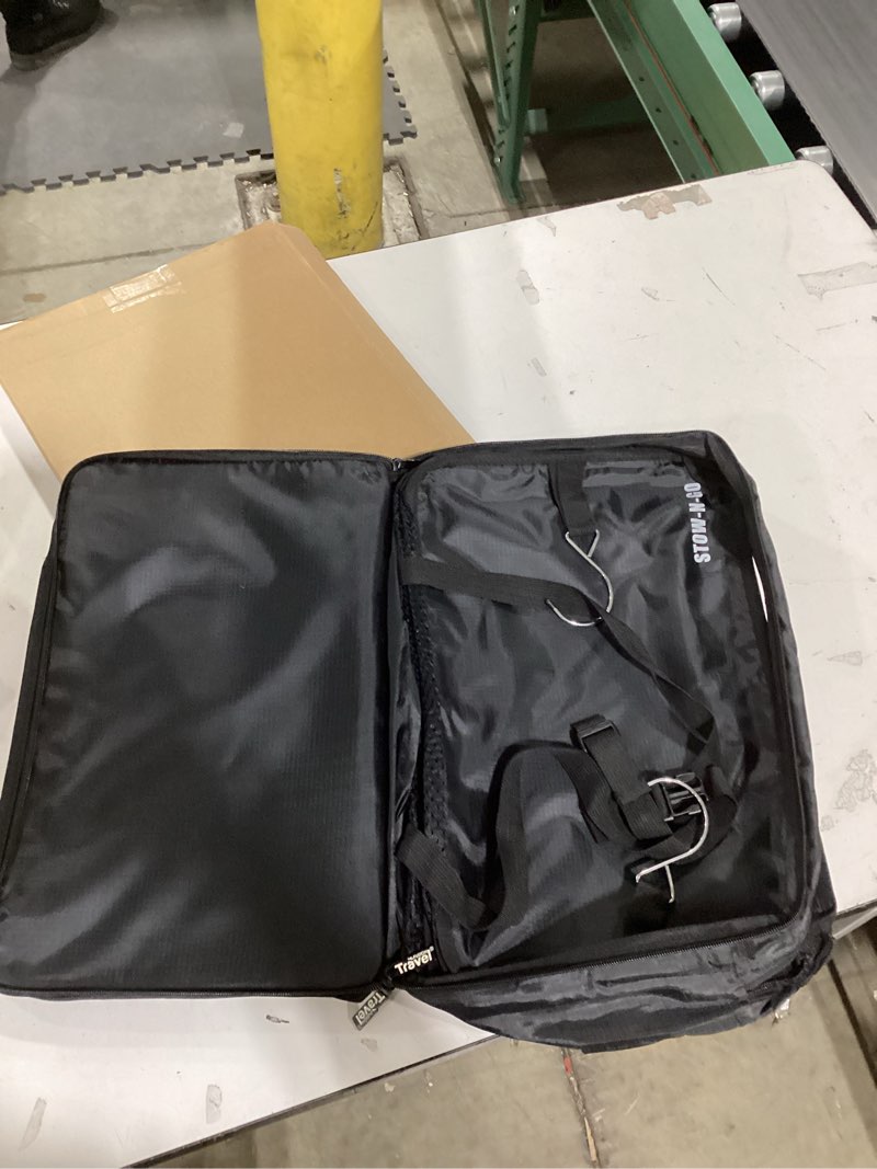 Condition photo showing Good Condition for Grand Fusion Stow-N-Go Travel Luggage Organizer – Portable Hanging Travel Shelves, Carry-On Closet Organizer, Hanging Packing Cubes, Collapsible Carry-On Organizer for Cruises & Hotels. Black - XL XL = (L) 17.7" x (W) 11.8" Black - Xl