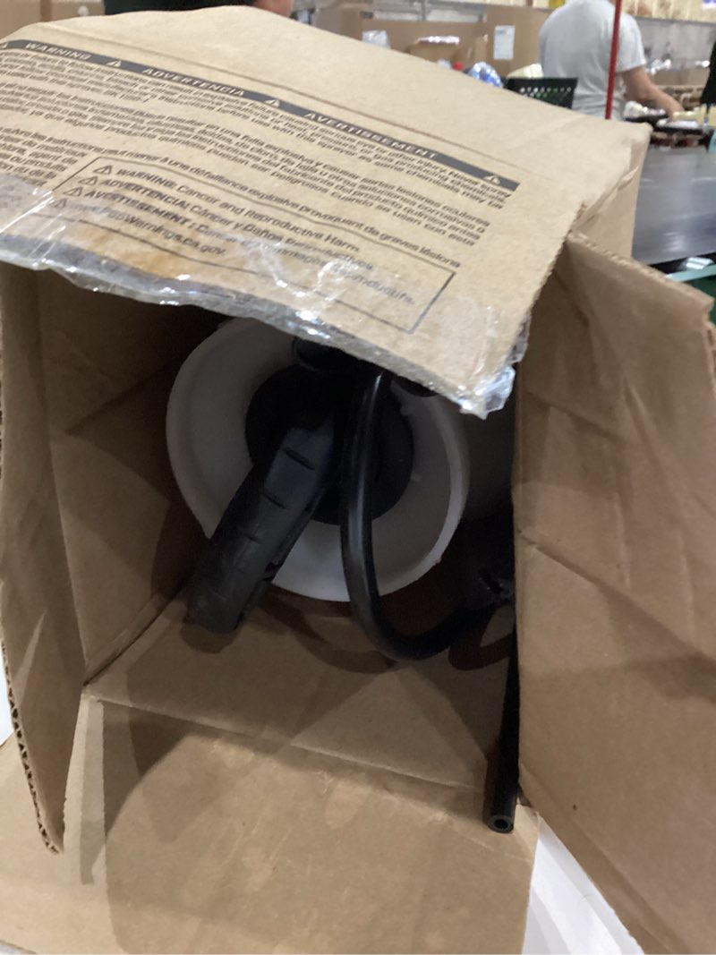 Condition photo showing As Is for chapin 20004 pump sprayer, 1-gallon surespray translucent tank with an easy fill funnel-top opening, adjustable cone nozzle & 34" long reach hose, used for fertilizer, pesticides, weeds & pests