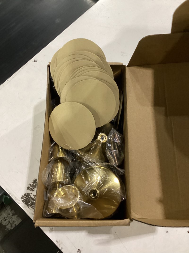 Condition photo showing New/Like New for 24pcs brass gold taper candle holders set, vintage metal candlestick holders for table centerpiece, wedding reception, festive christmas mantel decoration or home decor gold