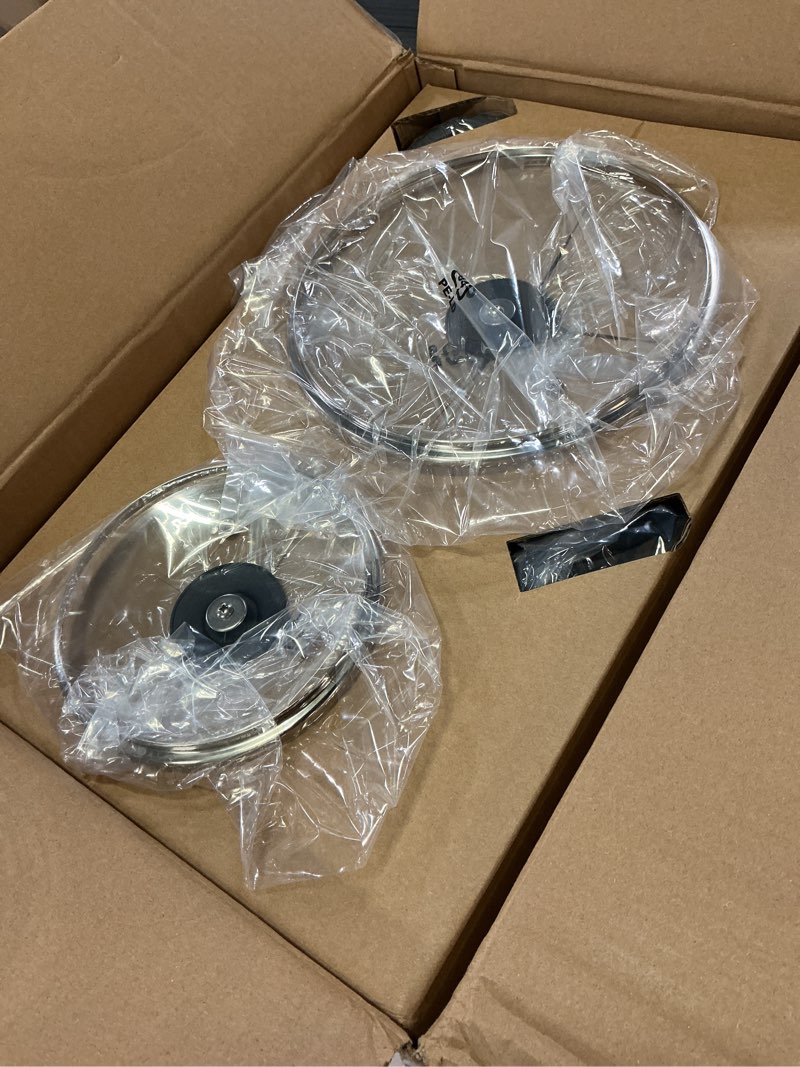 Condition photo showing Good Condition for amazon basics 11-piece ceramic non-stick pots and pans set, dishwasher & oven safe, non-toxic, easy clean, black/cream