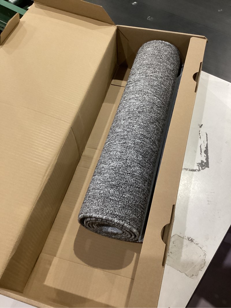 Condition photo showing Good Condition for Ottomanson 2' x 6' Ultra-Thin Hallway Runner Rug - Durable Non-Slip Carpet for High-Traffic Areas - Fits Under Doors for Seamless Entry - Ideal for Kitchen, Entryway, Bedroom & Living Room, Gray Grey Solid 2' x 6' (Runner)