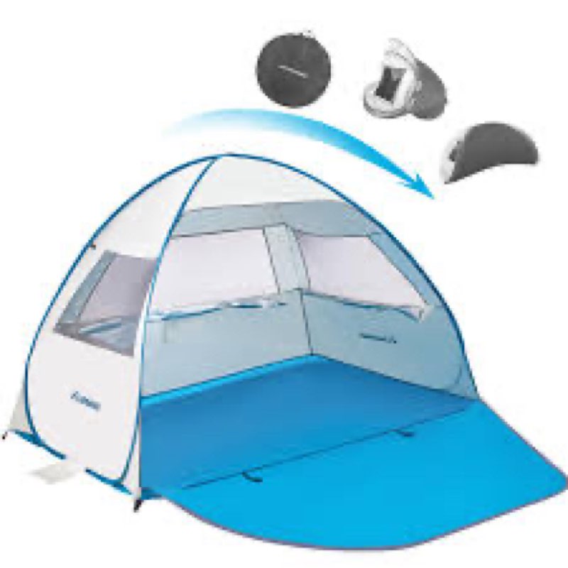 pop up beach tent for 4 person with upf 50+ protection?automatic easy setup waterproof beach shade?l