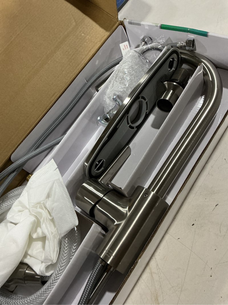 Condition photo showing As Is for peerless precept single-handle kitchen sink faucet with side sprayer, stainless p199152lf-ss