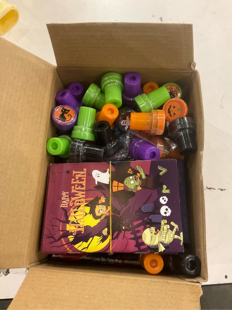 Condition photo showing As Is for 168 PCS Halloween Party Favors for kids 24 Pack Assorted Halloween Stationery Set Trick or Treat Gifts for Party Classroom School Supplies Prizes Rewards Halloween Goodie Bag Stuffers Style 1
