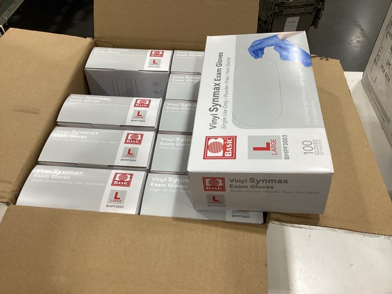 Condition photo showing Good Condition for basic medical synmax vinyl exam gloves - latex-free & powder-free - large, bmpf-3003(case of 1,000) blue large (pack of 1000) 1000