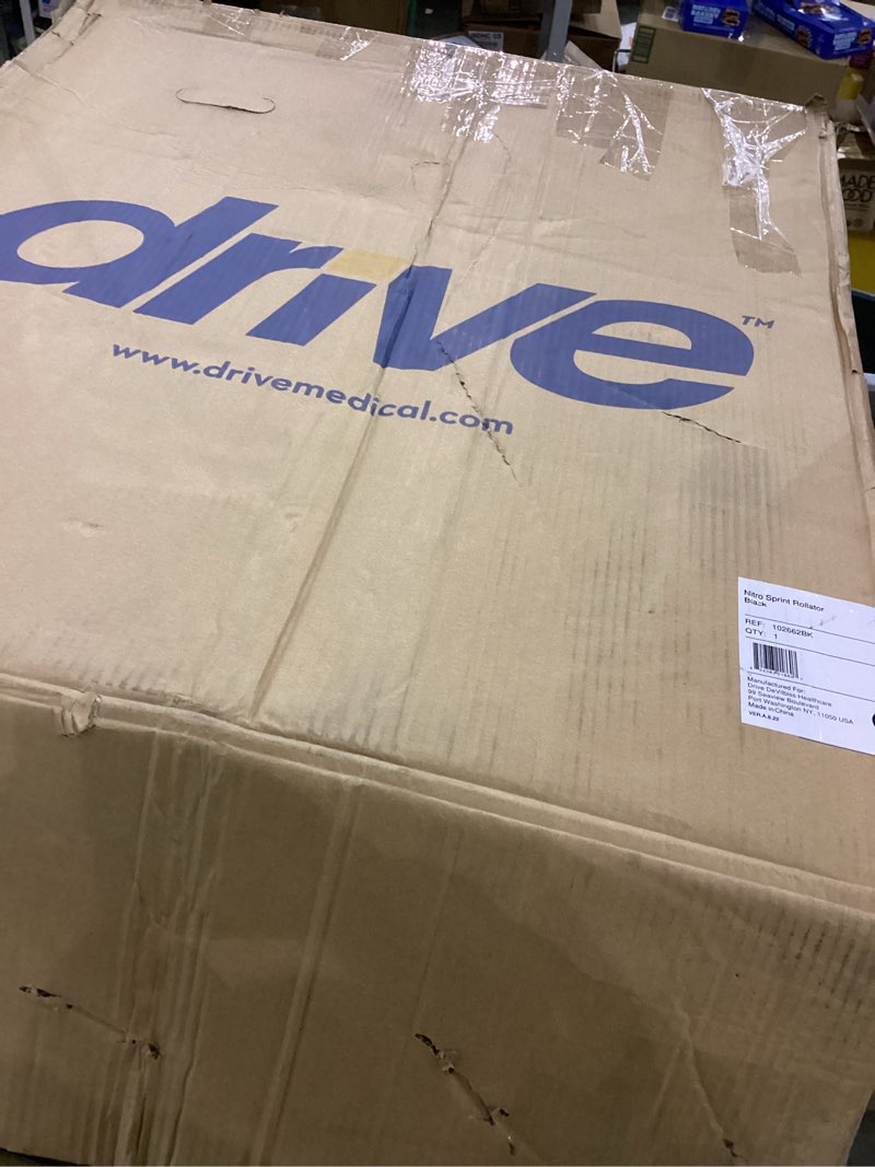 Condition photo showing item condition for Drive Medical Nitro Sprint Foldable Rollator Walker with Seat, Standard Height Lightweight Rollator with Large Wheels, Folding Rolling Walker, Walker Rollator with Seat, Black Standard Black