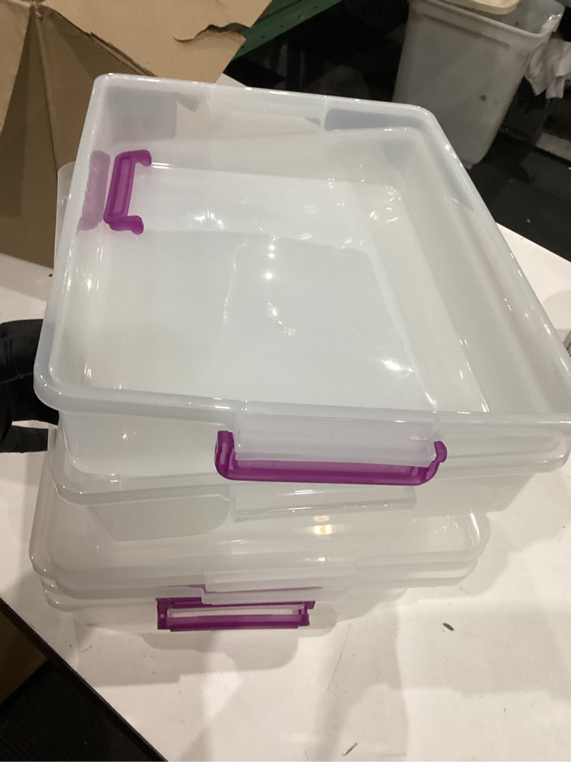 IRIS USA 6 Qt. Plastic Craft Storage Container Bins with Lids, 6 Pack, Small Art & Office Supply Organizer Tote, Sensory Bins & Boxes for Home & University, Stackable, Secure Latch Buckles, Clear