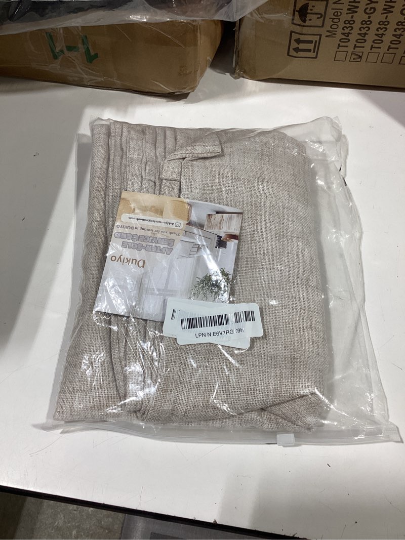 Condition photo showing As Is for linen beige sheer curtains for kitchen window bathroom french door curtains 2 panels dual rod pocket semi sheer drapes for glass door with tieback privacy light filtering w25xl40 linen 25"w x 40"l (pack of 2)