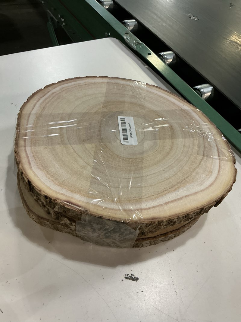 Condition photo showing Good Condition for large wood slices 4 pcs 12-14 inches wood rounds natural wood slices for centerpieces/display/crafts/painting/table decor/wood burning/diy projects/christmas ornaments