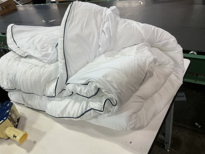 Condition photo showing As Is for bedlore king mattress topper, thick pillow top pad for back pain relief, cooling soft mattress cover with deep pockets 6-18 inch white king