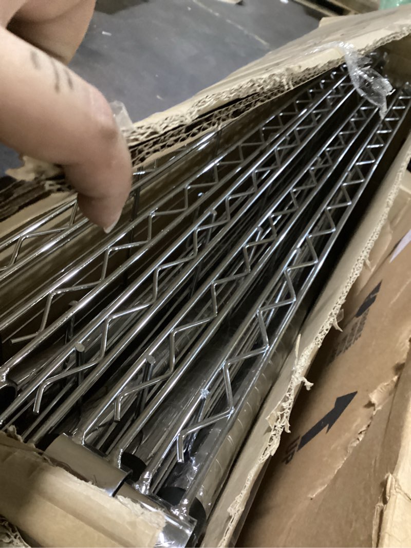 Condition photo showing Good Condition for tier commercial grade heavy duty steel wire shelving unit in chrome (48 in. w x 72 in. h x 24 in. d) 