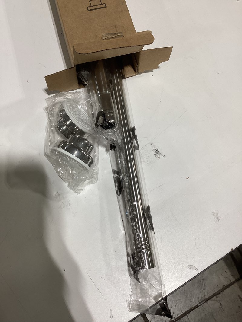 Condition photo showing Good Condition for teeck shower curtain rod, 32-80 inch adjustable spring tension curtain rod, never rust anti-slip shower curtain rod for bathroom, no drilling, never collapse, easy to use, silver silver 32-80 inches