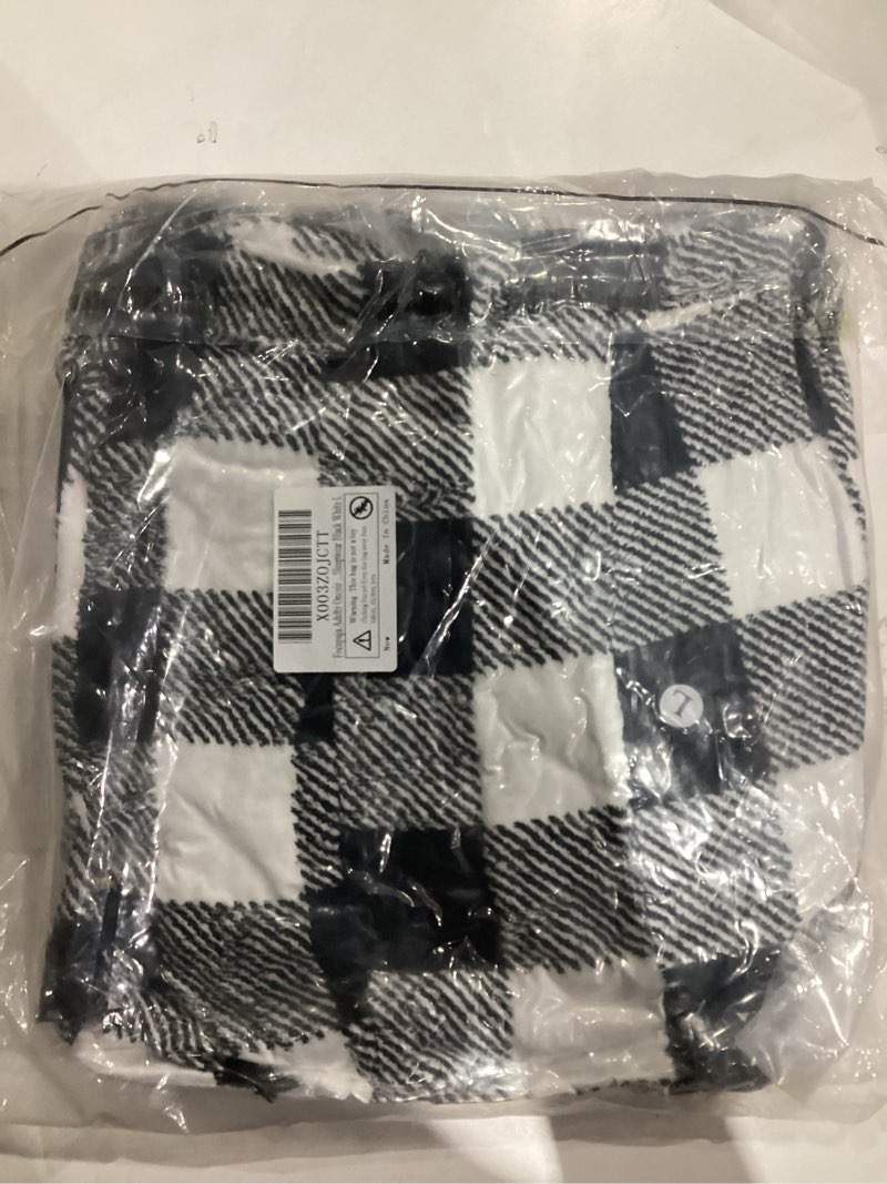 Condition photo showing As Is for Adults Christmas Onesie Family Pajamas Jumpsuit Flannel Comfy Matching Sleepwear Hooded One Piece Warm Loungewear Large Black White