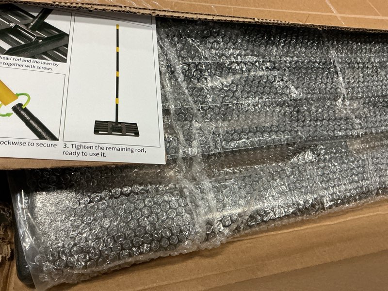 Condition photo showing Good Condition for lawn leveling rake - heavy duty 30"x10" stainless steel leveler plate,reinforced welds,28-60" adjustable, anti flipping smooth edge,for soil, dirt,ground,yard top dressing,landscaping 30x10'',5ft