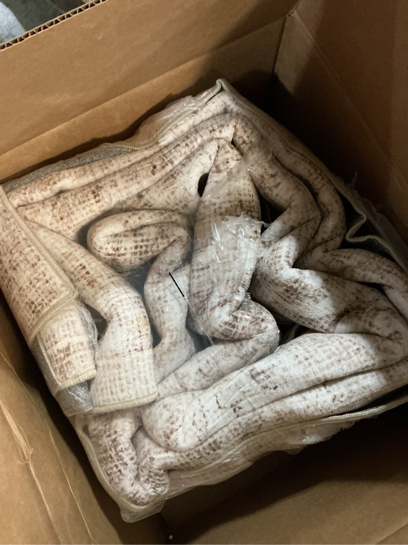Condition photo showing Good Condition for 9x12 beige area rug for living room bedroom neutral soft non slip rug low pile vintage distressed large carpet for dining room nursery office indoor 9' x 12' (rectangular) beige