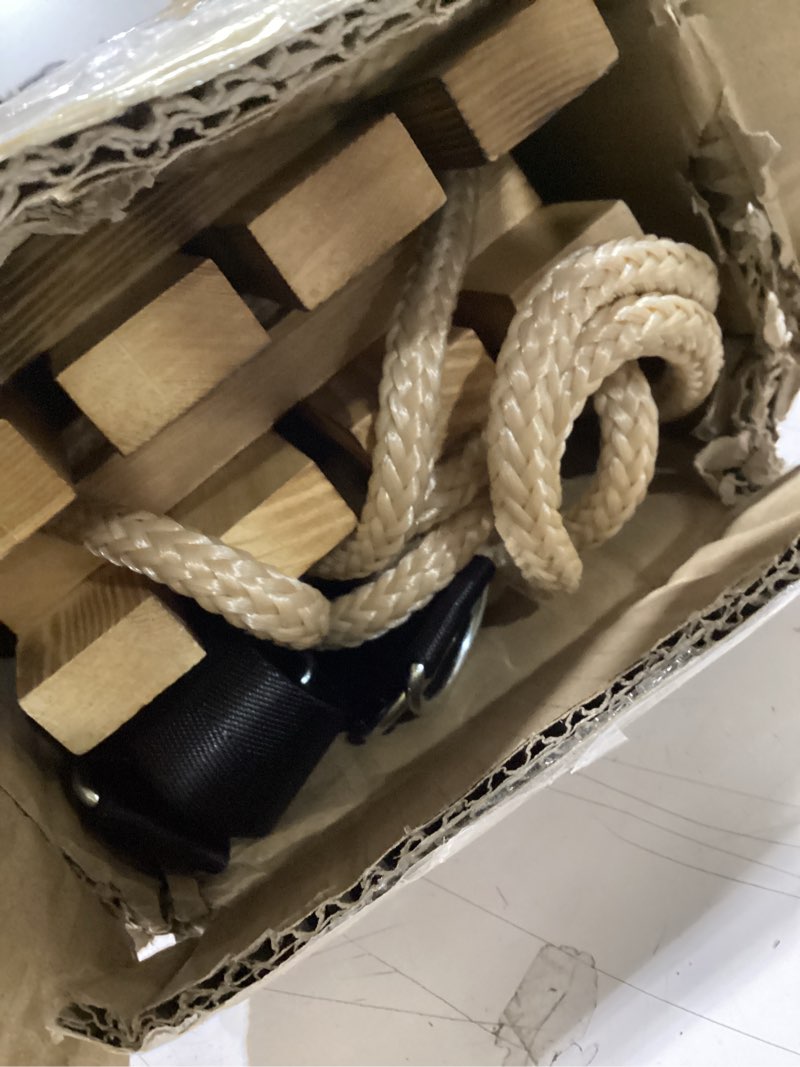 Condition photo showing Good Condition for 2 Pcs Wood Swing Seat Carbonized Hanging Wood Tree Swing Adjustable Anticorrosive Waterproof 440lbs Load Indoor Outdoor Backyard Play, 24 x 6.3 x 1.42 Inch (Classic Style)