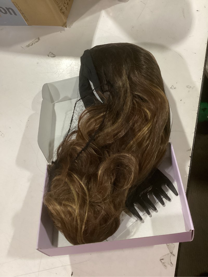 Condition photo showing Good Condition for BARSDAR Body Wave Headband Wig - Synthetic Long Wavy Headband Wig for Women - 26 Inch Glueless Loose Body Wave Wigs Thick Soft Natural Looking Lightweight, Ombre Auburn with Blonde Highlights 26 Inch Ombre Auburn with Blonde Highlights
