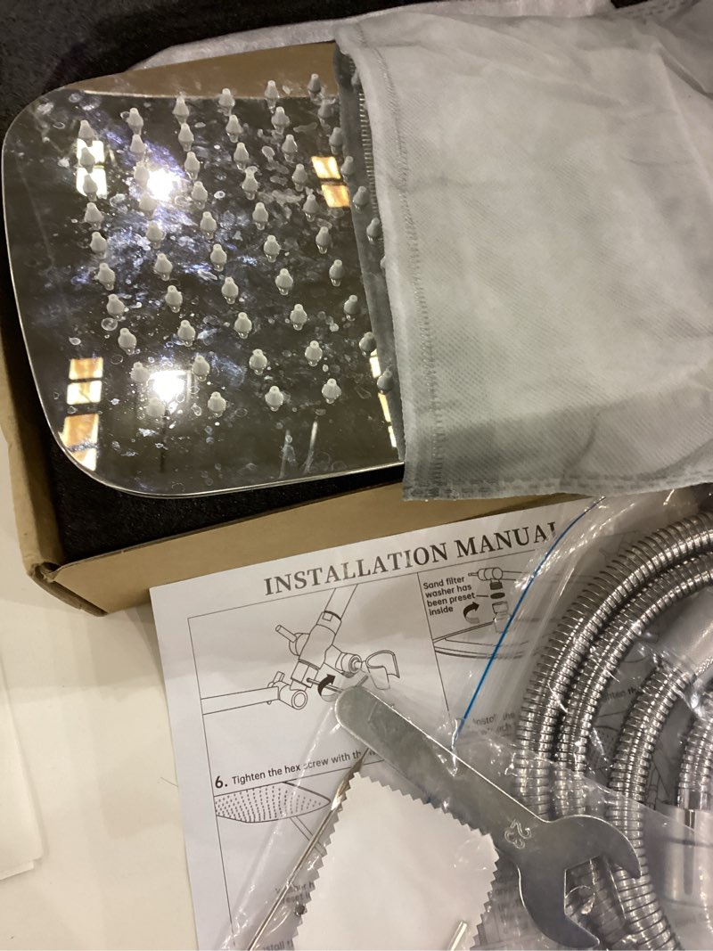 G-Promise All Metal 16 Inch Shower Head with Massage Mode Handheld, Rain Shower Head with Handheld Spray Combo, 3-Way Diverter with Pause Setting, 12 Inch Adjustable Extension Arm (Brushed Nickel)