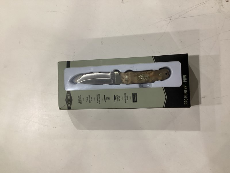 Condition photo showing Good Condition for old timer phw pro hunter fixed blade with full tang construction box