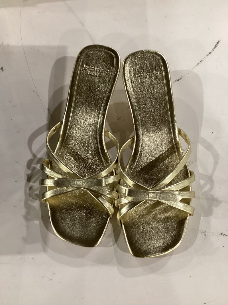 Condition photo showing Good Condition for kate spade new york carolina patent leather kitten heel sandals 8 light gold