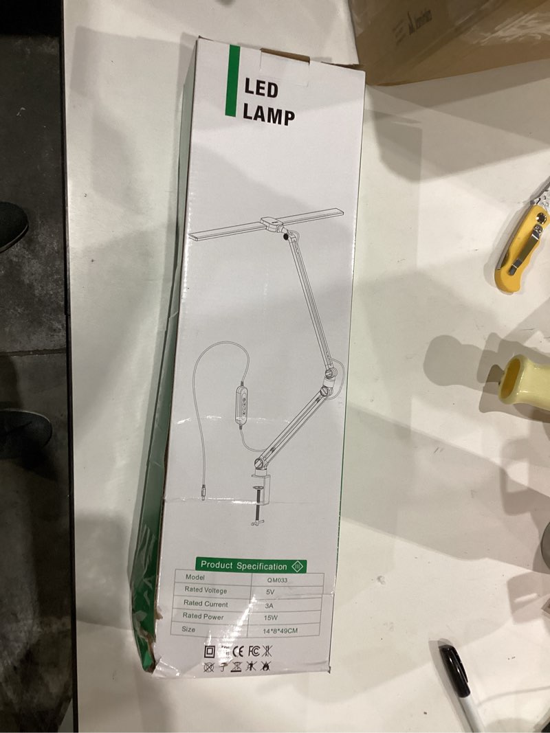 Condition photo showing New/Like New for LED Desk Lamp for Office Home, 31.5" Architect Desk Light with Clamp Dual Screen Computer Monitor, 15W 5 Color X 10 Brightness Levels Desk Lamp for Reading, Study, 1000LM Bright, Memory Function Black