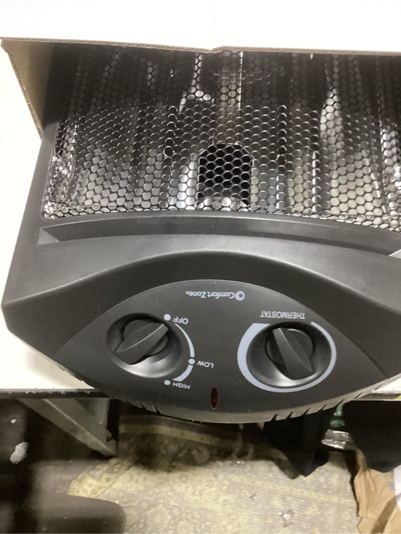 Condition photo showing Good Condition for Comfort Zone Space Heaters for Indoor Use, Portable Electric Heater, Adjustable Thermostat, Infrared Heat, Quartz Tower Space Heater with 2 Heat Settings, Bedroom Heater, Black