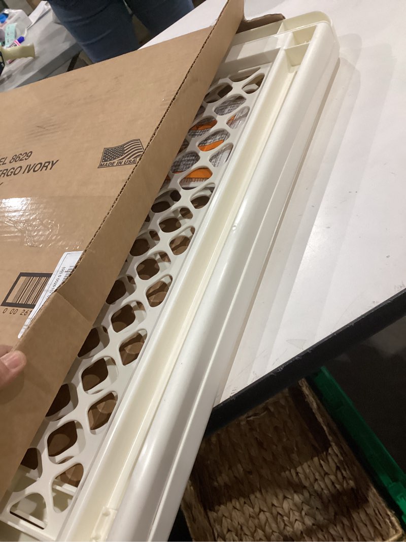 Condition photo showing Good Condition for Item similar))))))Toddleroo by North States Extra Wide Bright Choice Auto-Close Baby Gate with Door. Pressure Mounted Baby Gate for Doorways, Child Gate Fits Openings 29.75” to 52\" Wide. (30\" Tall, White) 52\" Wide, 30\" Tall White