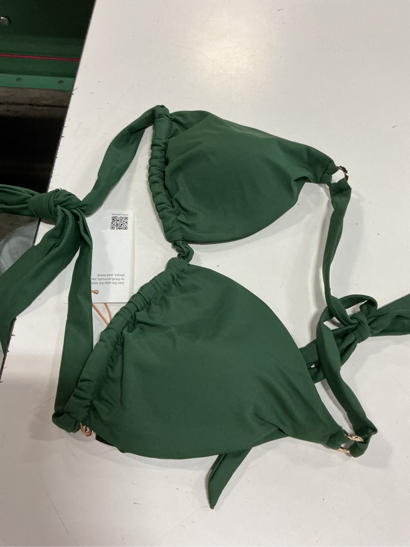 Condition photo showing Good Condition for italian full coverage ring triangle bikini top, xl, palm