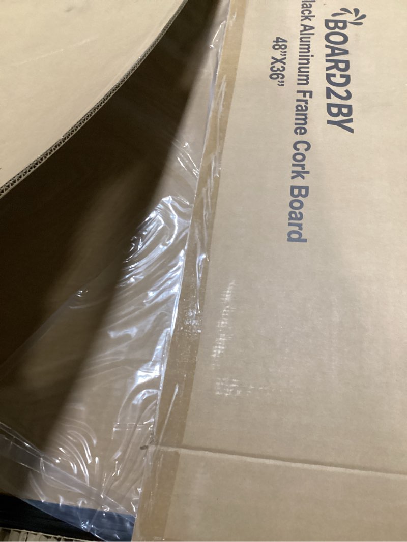 Condition photo showing New/Like New for Board2by Bulletin Board 48 x 36, Black Aluminium Framed 4x3 Corkboard , Large Wall Mounted Notice Board with 18 Push Pins for School, Home & Office 36"×48"