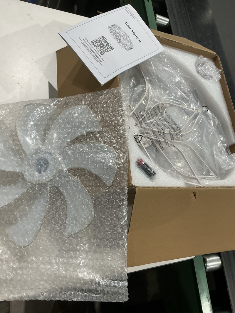 Condition photo showing Good Condition for lediary caged ceiling fans with lights, white flush mount ceiling fan with remote&app, small low profile bladeless ceiling fan light fixture for bedroom, kitchen, dining room-white gold color white gold medium