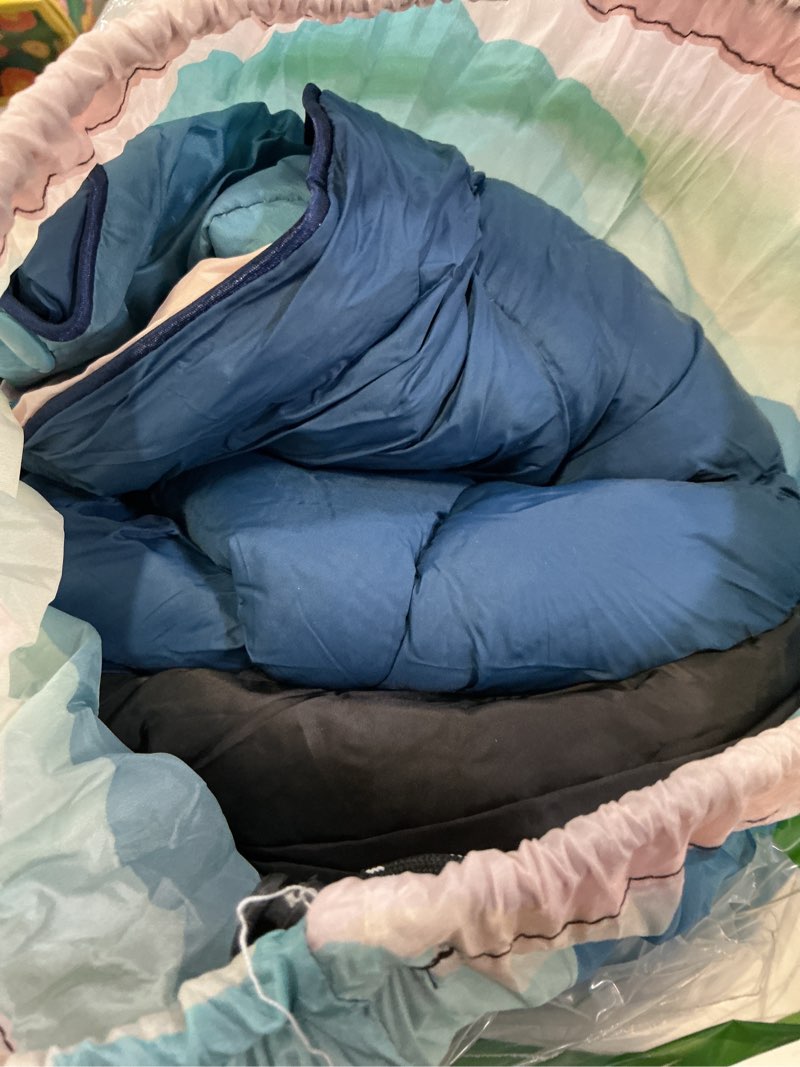 Condition photo showing As Is for camping blanket,lightweight puffy printed camping blanket packable outdoor blanket for camping,traveling, stadium, hiking, picnics mount pink 52x75"