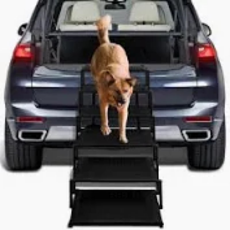 Extra Wide Dog Stairs for Large Dogs, Foldable Dog Ramp for Car with Non-Slip Surface, Lightweight D