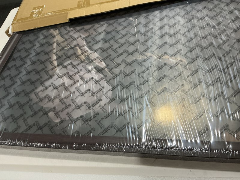 Condition photo showing Good Condition for 20x30 Poster Frame Walnut with Black Back Board, Curved Extra Wide Edges, Wooden Vintage Style 20x30 Picture Frame for Wall Decor. Walnut Brown 20x30