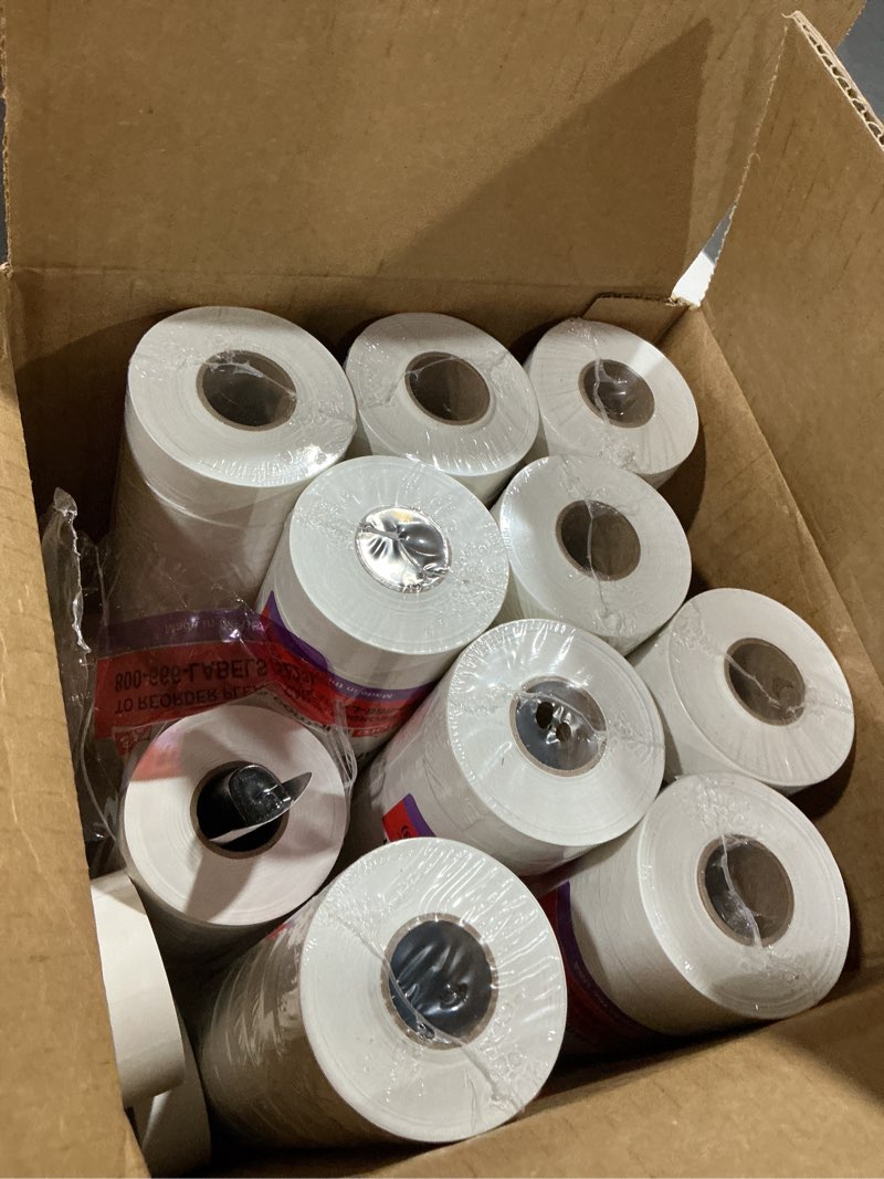 Condition photo showing Good Condition for perco white garvey 2216 pricing labels for garvey 22-66/22-77/22-88 two line pricing gun - 90 rolls, 10 sleeves - 90,000 pricemarking labels and 10 inkers included 10 sleeves (90,000 labels) white