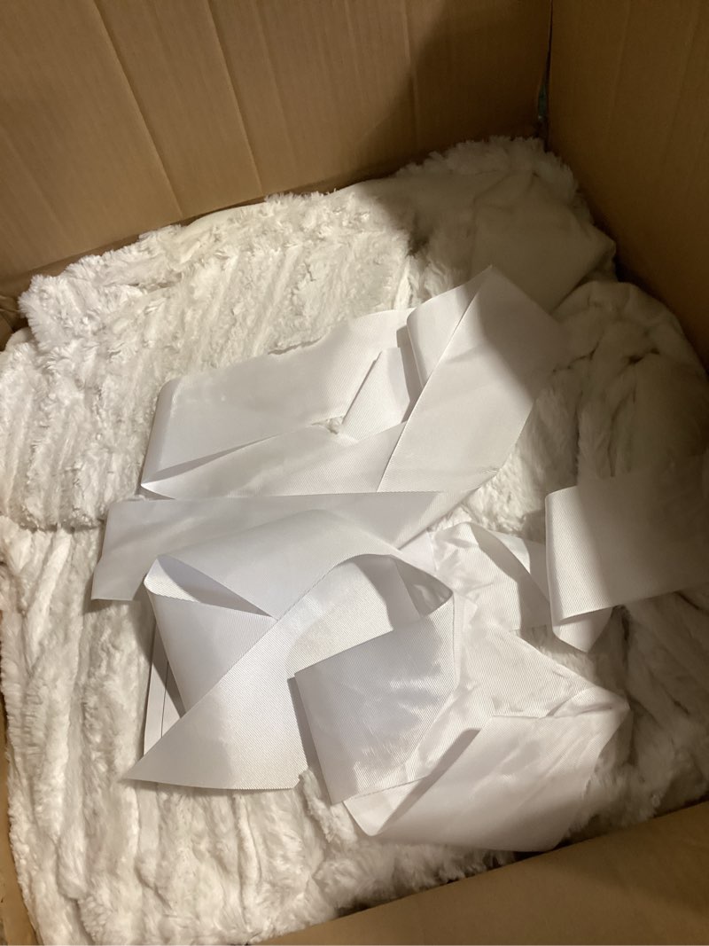 Condition photo showing As Is for ugg kenzie full/queen comforter set with 2 pillow shams plush faux fur bedding soft warm down alternative comforter washable hypoallergenic fluffy blanket set for bedroom, full/queen size, white snow white full/queen