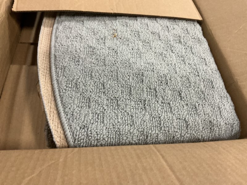 Condition photo showing Good Condition for garland rug town square silver grey 5' round non slip area rug for living rooms & hallways, stylish & durable for high-traffic areas silver 5' (round)