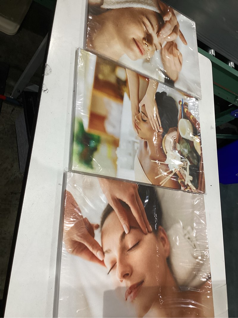 Condition photo showing New/Like New for arnlrdya facial massage wall art facial care canvas prints wall decor health beauty picture spa salon painting beauty studio poster for decoration framed ready to hang(48''wx22''h) 48"l x 22"w artwork-17