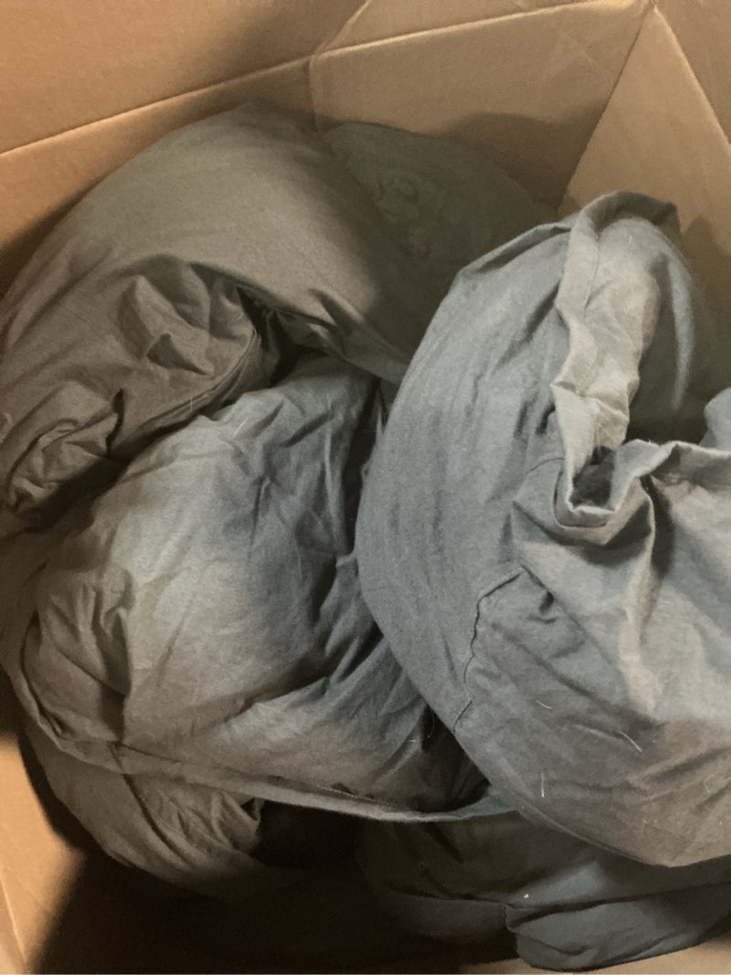 Condition photo showing As Is for cotton pintuck comforter, full/queen, nightfall
