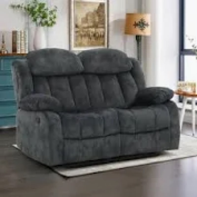 62'' Microsuede Manual Reclining Loveseat Sofa, 2-Seater Recliner Couch with Skin Friendly Upholstery