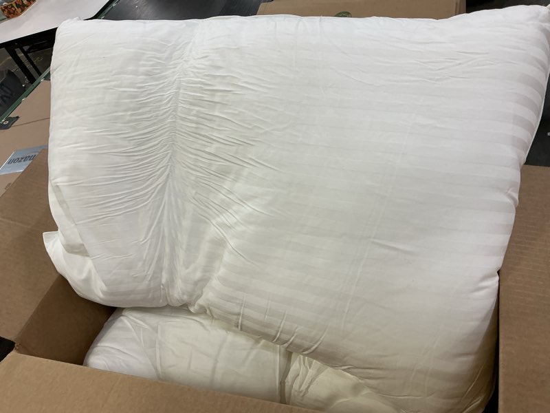 Condition photo showing As Is for Beckham Hotel Collection Bed Pillows Standard/Queen Size Set of 2 - Original Soft Down Alternative Pillow for Sleeping - Soft Support for Back, Stomach or Side Sleepers Queen / Standard White
