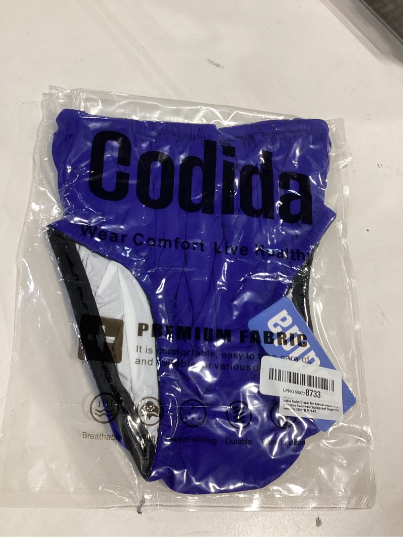 Condition photo showing As Is for 3t 4t 5t 6t big kids to youth reusable swim diaper for special needs incontinence swimwear waterproof diaper cover 6-8 year blue