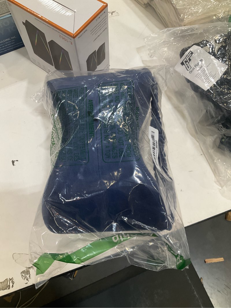Condition photo showing New/Like New for knee pillow for side sleepers - relief from sciatica pain, back/leg pain, pregnancy, hip and joint pain memory foam leg pillow + free sleep mask and ear plugs blue