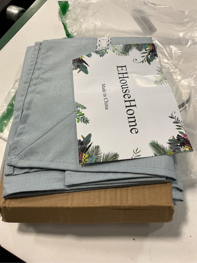 Condition photo showing Good Condition for ehousehome heavy duty fabric tablecloth with white lace-waterproof/wrinkle free/stain resistant/oil proof-for dining,indoor&outdoor,wedding,holiday,blue fog,rectangle 60x120inch blue fog 120" x 60" (rectangular)